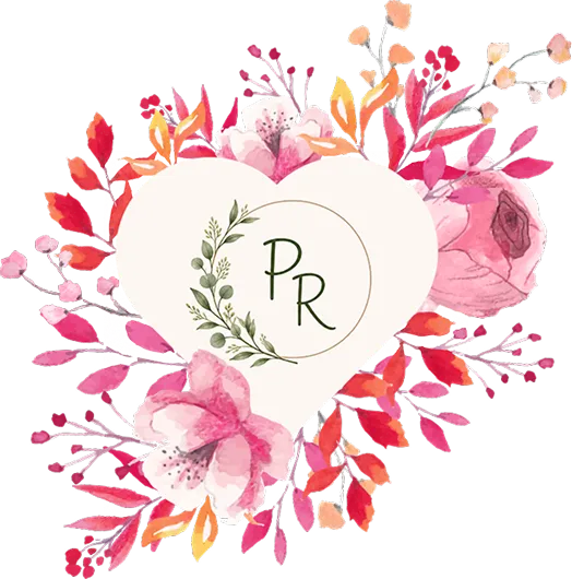 Cœur fleuri au monogramme PR de Perrine Régis